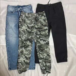 Cotton On Kids Blue, Camo, and Black Bottoms Trio